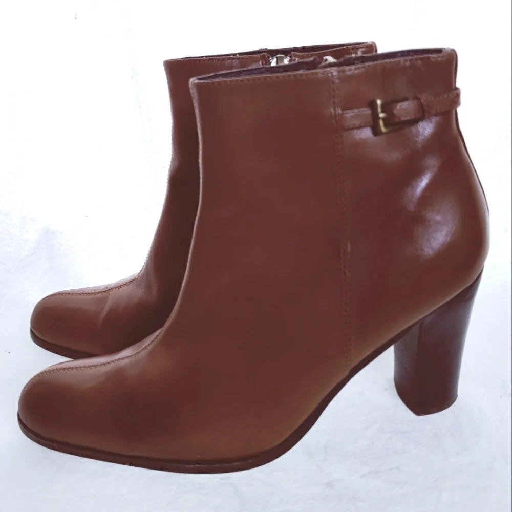 KIMEL Cognac Genuine Leather Booties - Picture 5 of 16
